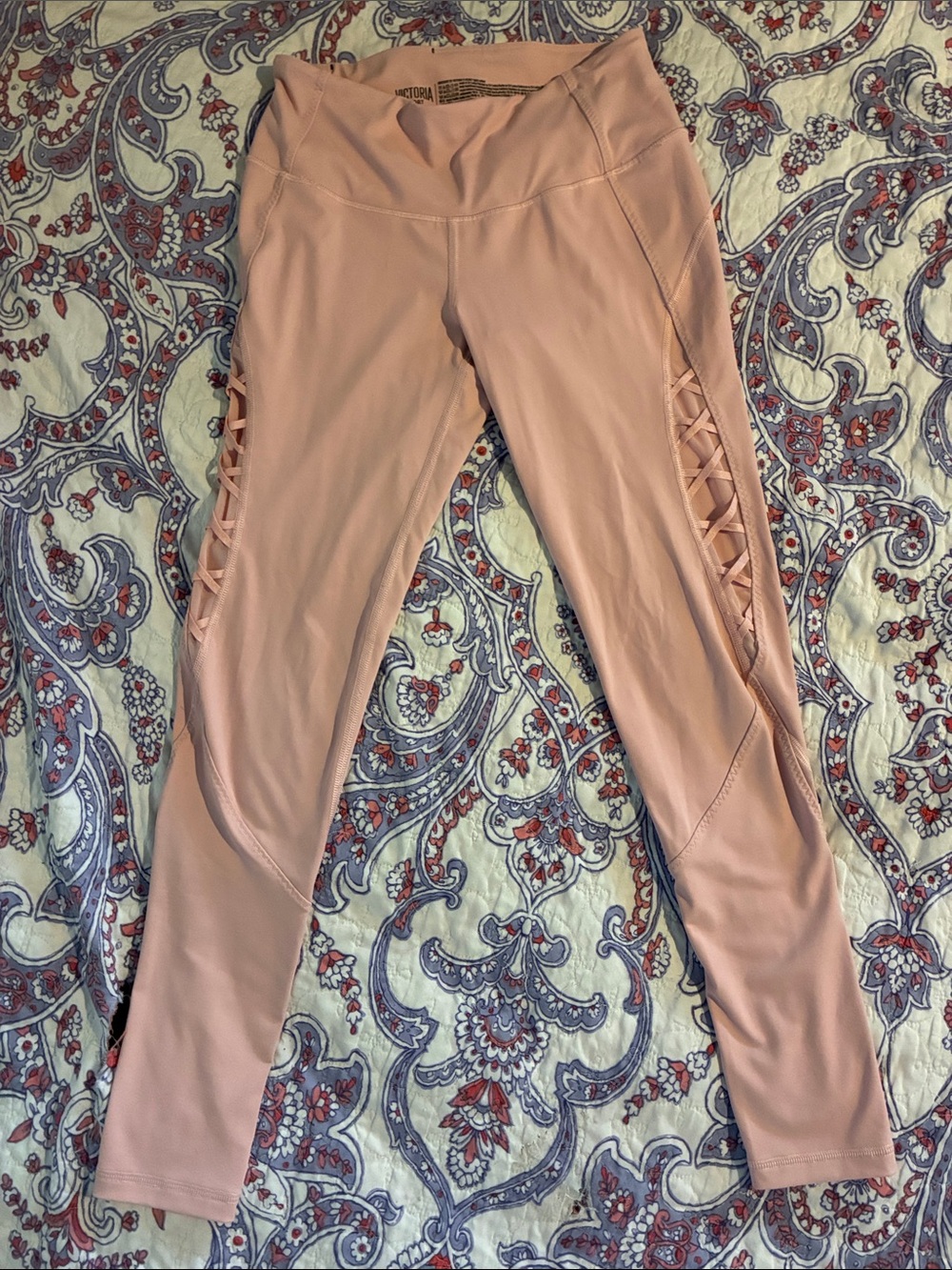 Victoria Sport  Blush Pink Lace-Up Leggings